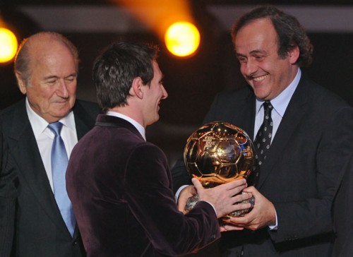 Sepp Blatter - Lionel Messi - Michel Platini