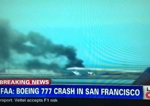 image télé du crash du Boeing 777 à l'aéroport de San Francisco 