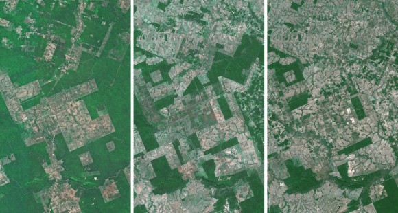 Déforestation de l'Amazonie - Vue satellitaire