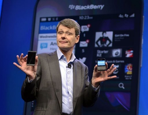 président BlackBerry Thorsten Heins dévoile la plate-forme BlackBerry 10 mobiles à New York le 30 Janvier 2013.
