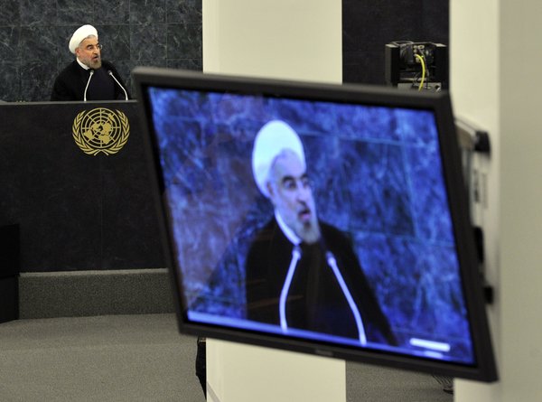 Le président iranien Hassan Rouhani s'adresse à l'Assemblée générale des Nations Unies. 