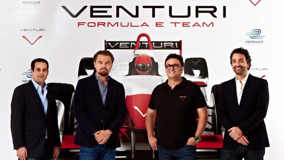 Leonardo DiCaprio (deuxième à gauche) avec des co-fondateurs de l'équipe Venturi