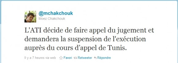 Tweet de M. Moez Chakchouk