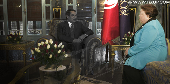 Saïda Agrebi et Zine El Abidine Ben Ali, président déchu de la Tunisie