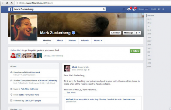 Lec compte de Mark Zuckerberg