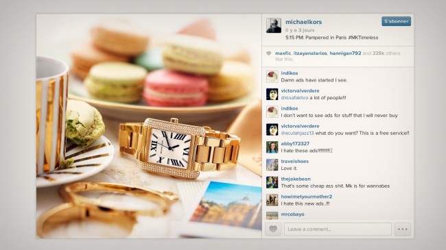 La première publicité sur Instagram fait la promotion d'une marque de vêtements et d'accessoires de mode