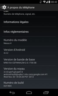 Android 4.4.2, ici installé sur un Nexus 4