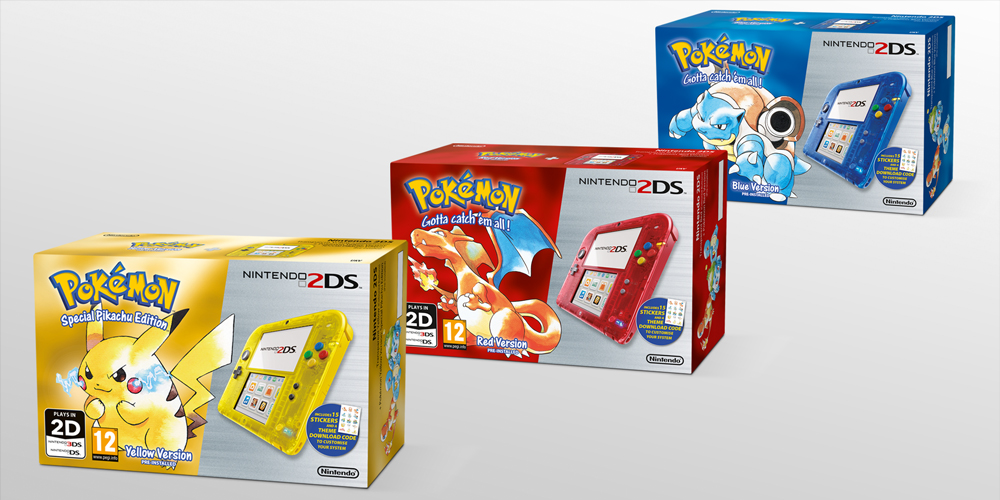 La 2DS et la 3DS changent de look à l'occasion de la sortie de Pokemon Rouge Bleu et Jaune